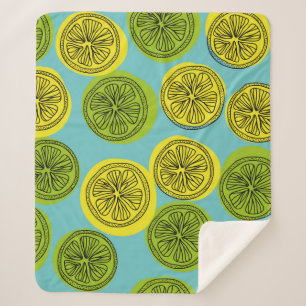 Couverture Sherpa Motif sans couture avec tranches de citron. illust