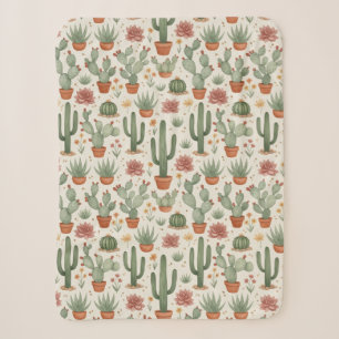 Couverture Sherpa Motif sans couture de cactus de désert succulent
