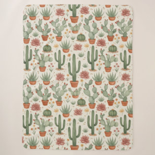 Couverture Sherpa Motif sans couture de cactus de désert succulent