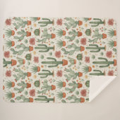Couverture Sherpa Motif sans couture de cactus de désert succulent (Devant (Horizontal))