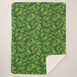 Couverture Sherpa Motif sans couture de feuilles tropicales modernes