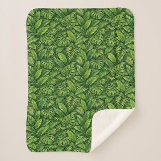 Couverture Sherpa Motif sans couture de feuilles tropicales modernes