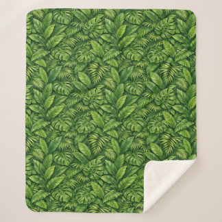 Couverture Sherpa Motif sans couture de feuilles tropicales modernes