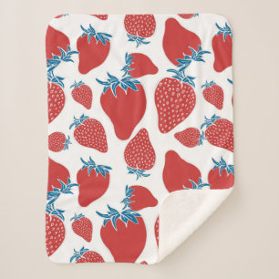 Couverture Sherpa Motif sans couture de fraise dessinée à la main. a