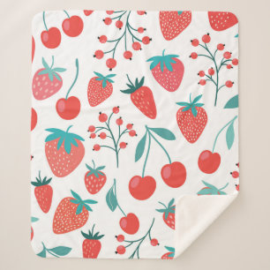 Couverture Sherpa Motif sans couture décorative avec fruits, fraise