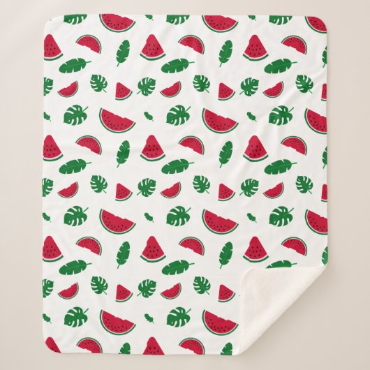 Couverture Sherpa Motif sans couture d'été à pastèque tropicale (Devant)