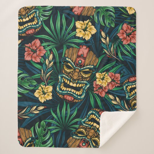 Couverture Sherpa Motif sans couture Hawaiian tropical avec t (Devant)