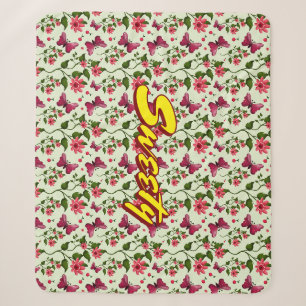 Couverture Sherpa Motif sans couture personnalisé de cerisier papill
