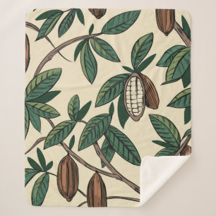 Couverture Sherpa Motif sans couture plante de cacao. Haricots de ca