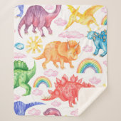Couverture Sherpa Motif sans couture représentant des dinosaures col (Devant)
