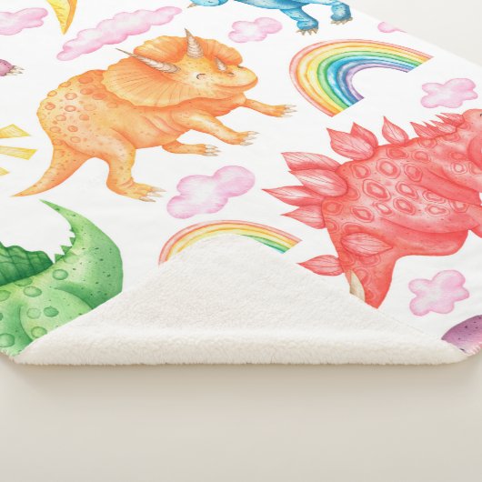 Couverture Sherpa Motif sans couture représentant des dinosaures col (3/4)