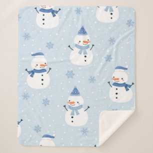Couverture Sherpa Motif sans couture Snowman, arrière - plan d'hive