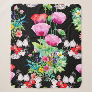 Couverture Sherpa Motif sans couture sur arrière - plan noir. Coloré