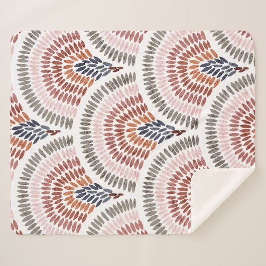 Couverture Sherpa Motif sans fil ondulé. Design Seigaiha en polka do (Devant (Horizontal))