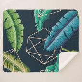 Couverture Sherpa Motif sans soudure feuille avec li polygonal abstr (Devant (Horizontal))