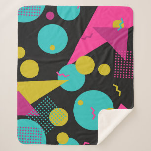 Couverture Sherpa motif sans soudure géométrique des années 80 avec 