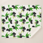 Couverture Sherpa Motif sans soudure Gouache avec branche d'olivier, (Devant (Horizontal))