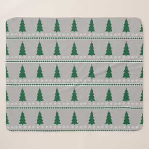 Couverture Sherpa Motif Sapin de Noël et Flocons de Neige,