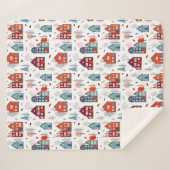 Couverture Sherpa Motif scandinave d'art populaire de Chambre (Devant (Horizontal))