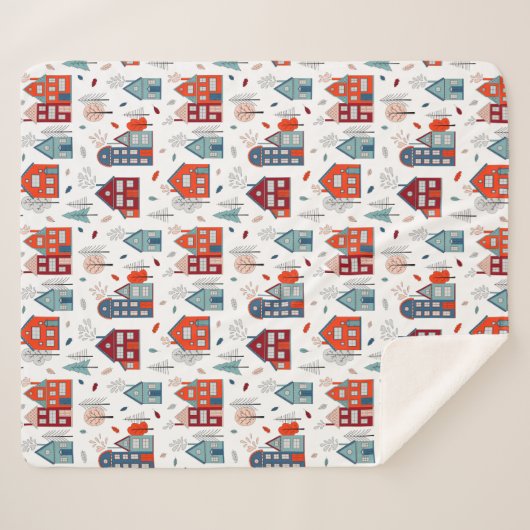 Couverture Sherpa Motif scandinave d'art populaire de Chambre (Devant (Horizontal))