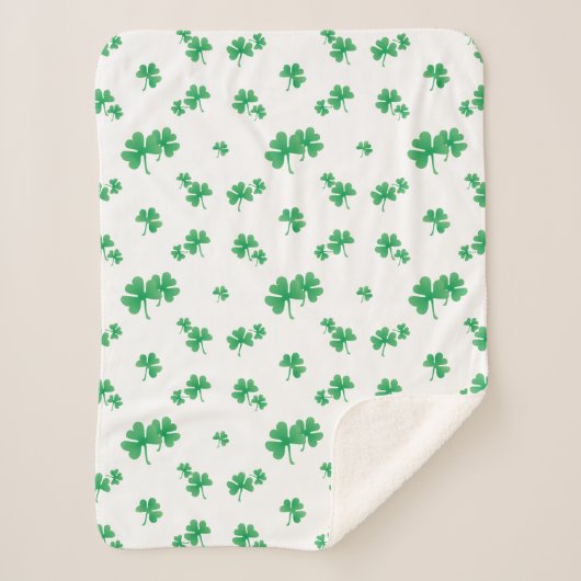 Couverture Sherpa Motif Shamrock irlandais vert dégradé (Devant)