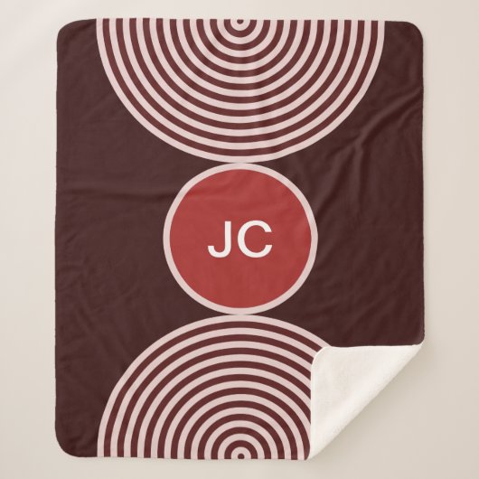 Couverture Sherpa Motif Sherpa Blanket au monogramme minimal rouge (Devant)
