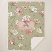 Couverture Sherpa Motif Sherpa Blanket de pivoine à main (Devant)