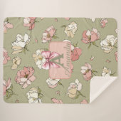 Couverture Sherpa Motif Sherpa Blanket de pivoine à main (Devant (Horizontal))