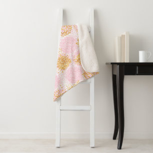 Couverture Sherpa Motif Sherpa Blanket Pom Pom Or & Rose