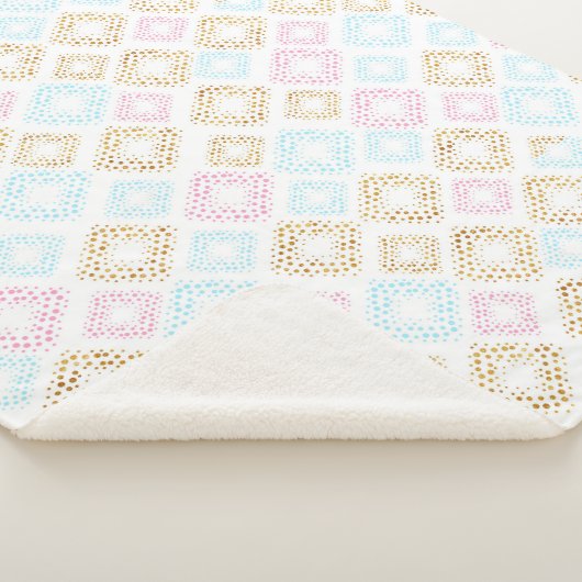 Couverture Sherpa Motif Sherpa Blanket rose, or et bleu Polka (3/4)