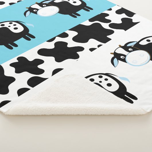 Couverture Sherpa Motif Sherpa Blanket Vache Laitière Bleue (3/4)