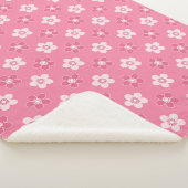 Couverture Sherpa motif simple floral solide rose rétro petit flux (3/4)