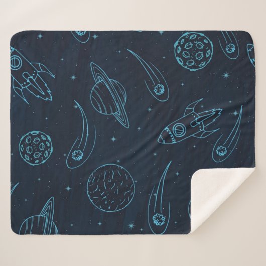 Couverture Sherpa Motif spatial (Devant (Horizontal))