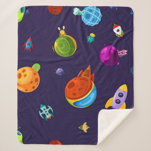 Couverture Sherpa Motif spatial (Devant)