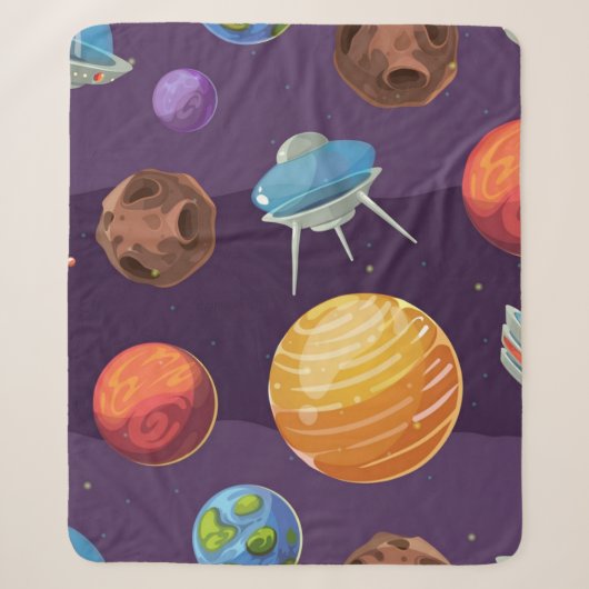 Couverture Sherpa Motif spatial (Devant)