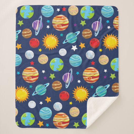 Couverture Sherpa Motif spatial, Planètes, Étoiles, Cosmos, Galaxie (Devant)