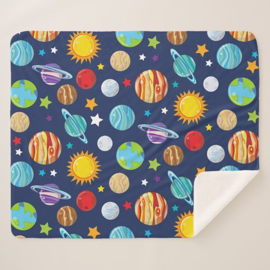 Couverture Sherpa Motif spatial, Planètes, Étoiles, Cosmos, Galaxie (Devant (Horizontal))
