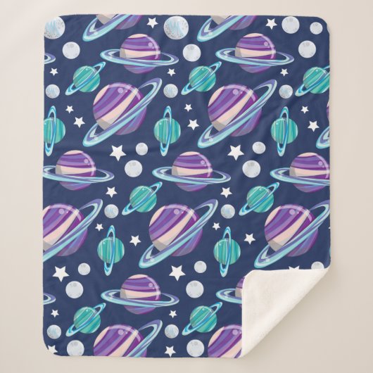 Couverture Sherpa Motif spatial, Planètes, Étoiles, Galaxie, Cosmos (Devant)