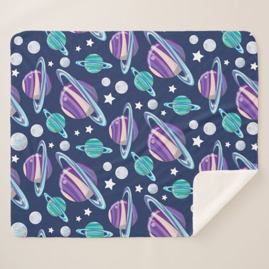 Couverture Sherpa Motif spatial, Planètes, Étoiles, Galaxie, Cosmos (Devant (Horizontal))