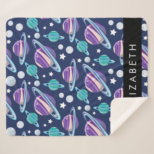 Couverture Sherpa Motif spatial, Planètes, Étoiles, Galaxie, Votre n (Devant (Horizontal))