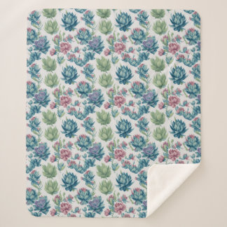 Couverture Sherpa Motif Succulent