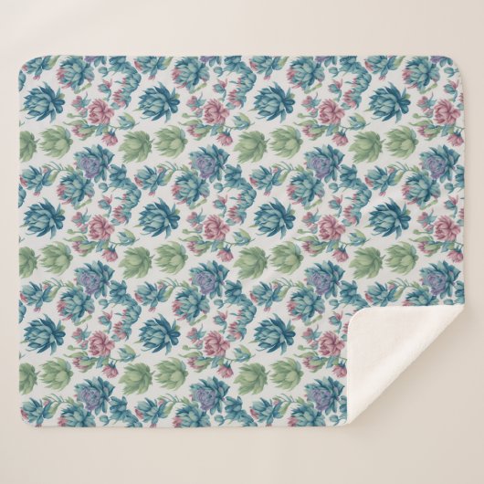 Couverture Sherpa Motif Succulent (Devant (Horizontal))