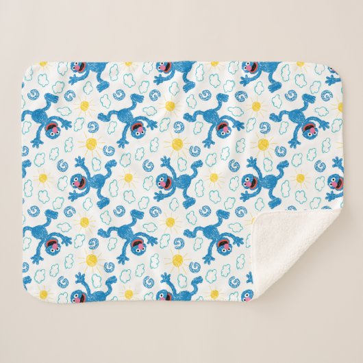 Couverture Sherpa Motif Sunshine Crayon Grover (Devant (Horizontal))