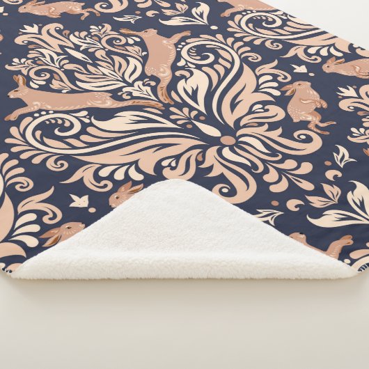 Couverture Sherpa Motif symétrique sans couture dans le style Damask (3/4)