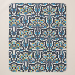 Couverture Sherpa Motif Talavera. Un patchwork indien. Azulejos port