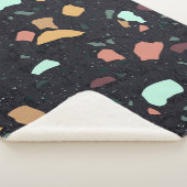 Couverture Sherpa Motif Terrazzo Noir (3/4)