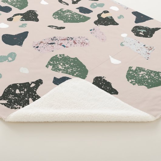 Couverture Sherpa Motif Terrazzo Vert (3/4)
