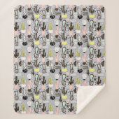 Couverture Sherpa Motif texturisé tiré par la main de cactus (Devant)