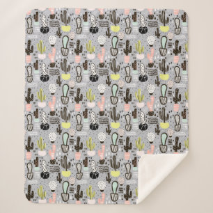 Couverture Sherpa Motif texturisé tiré par la main de cactus