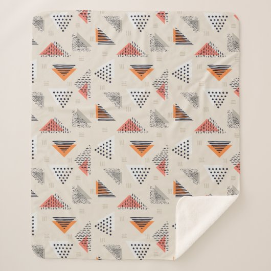 Couverture Sherpa Motif tiré par la main de triangle géométrique (Devant)